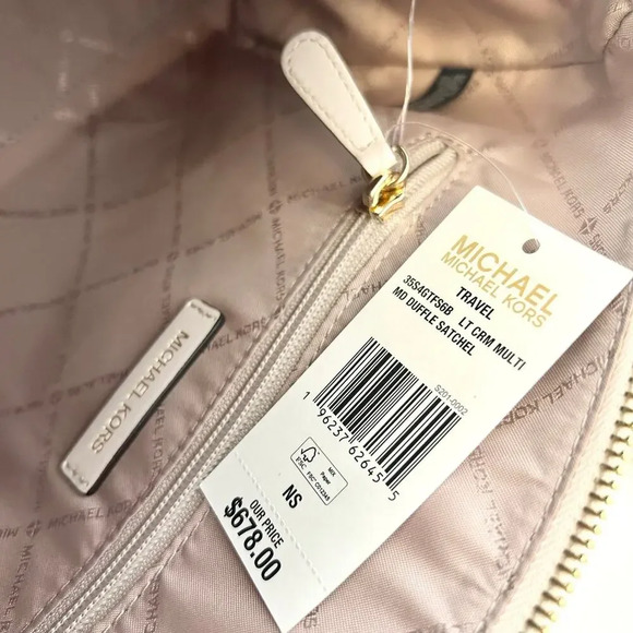 MICHAEL KORS JST TRAVEL MEDIUM DUFFLE SATCHEL SHOULDER CROSSBODY BAG VANILLA - Picture 8 of 10